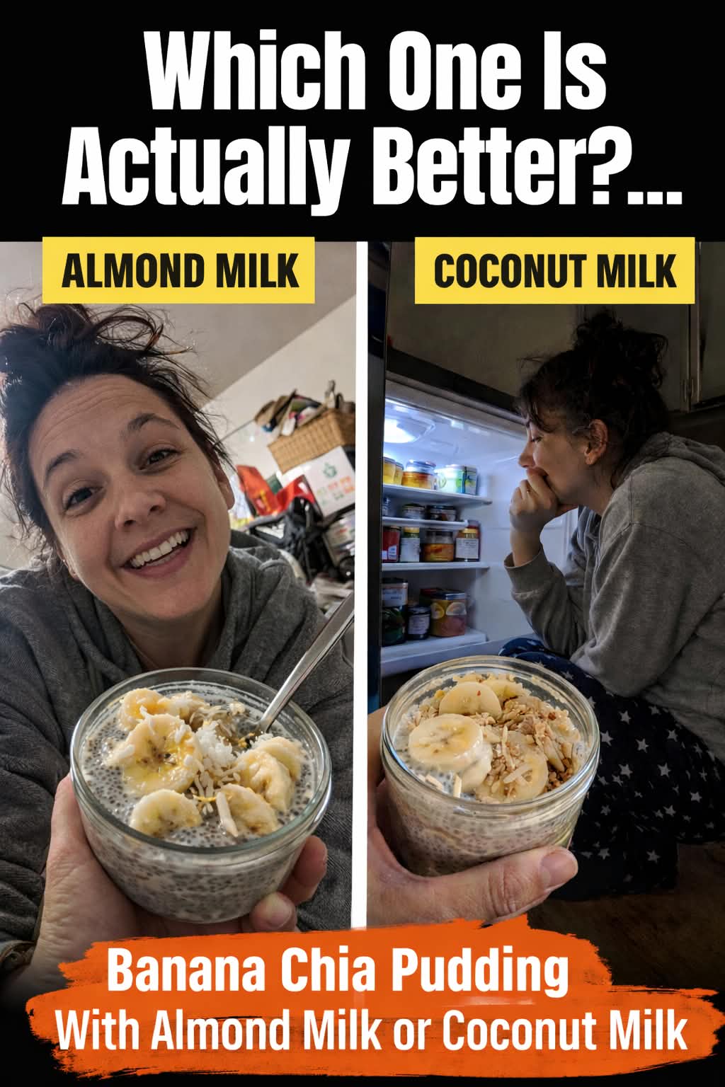 banana chia pudding almond or coconut milk