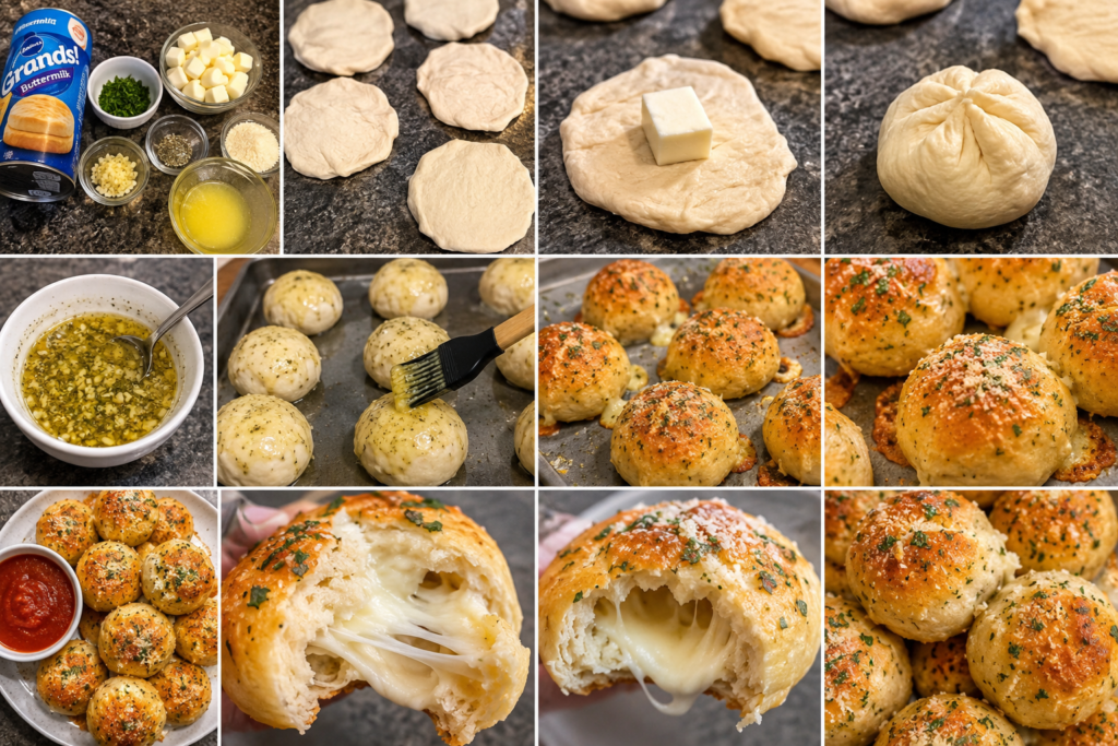 You are here: Crunchy Creamy Sweet / Recipes / Appetizer Easy Garlic Cheese Bombs Recipe Published: Dec 11, 2015 · Modified: Oct 22, 2022 by Anna 30 Comments · This post may contain affiliate links. If you make a purchase through links on our site, we may earn a commission. Jump to Recipe Pin Recipe Comment Easy Garlic Cheese Bombs Recipe - biscuit bombs filled with gooey mozzarella, brushed with garlic Ranch butter and baked into perfection. Easy, fast and absolutely addicting! Meet the babies of the all-time popular Easy Cheesy Garlic Bread. Your new favorite party appetizer and snack. Garlic Cheese Bombs in mini cast iron skillet, one pulled apart with gooey center shown. EASY GARLIC CHEESE BOMBS