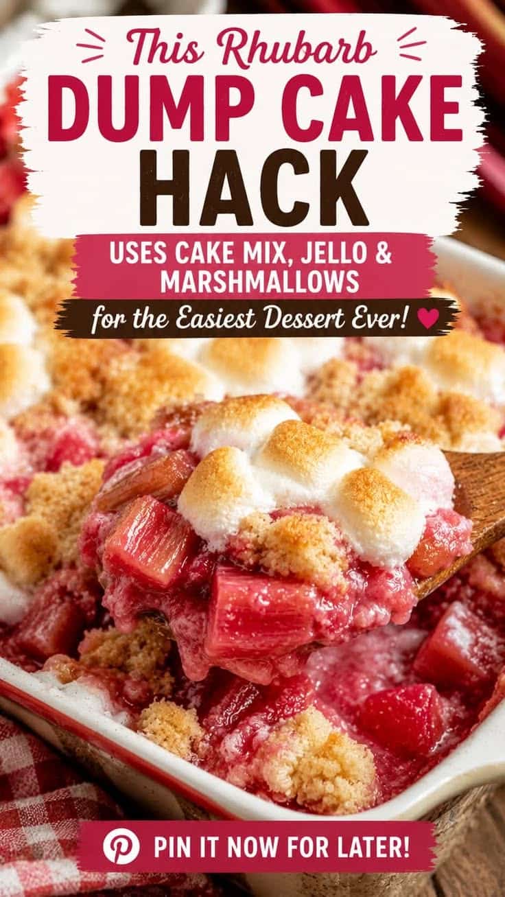 Rhubarb Dump Cake with Marshmallows