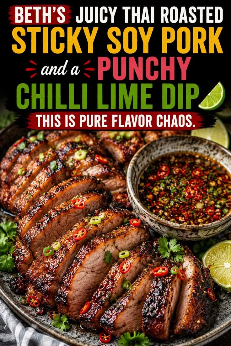 Thai Sticky Soy Pork with Chilli Lime Dip