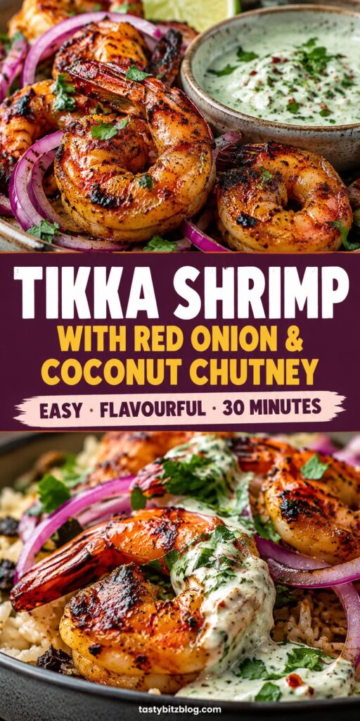 Tikka Shrimp with Red Onion & Coconut Chutney